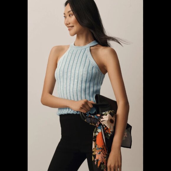 Brand New Pilcro Halter Ribbed Knit Sweater Tank - Picture 1 of 8